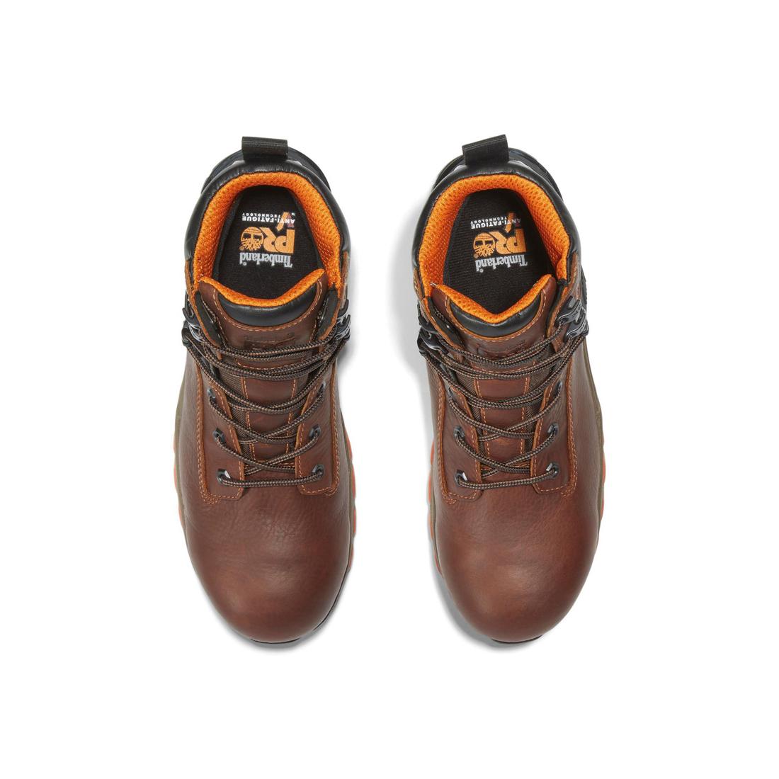 Hypercharge 6 Inch Composite Toe Waterproof Work Boots for Men - Brown Safety Shoes for Construction, Warehouse & Outdoor Work