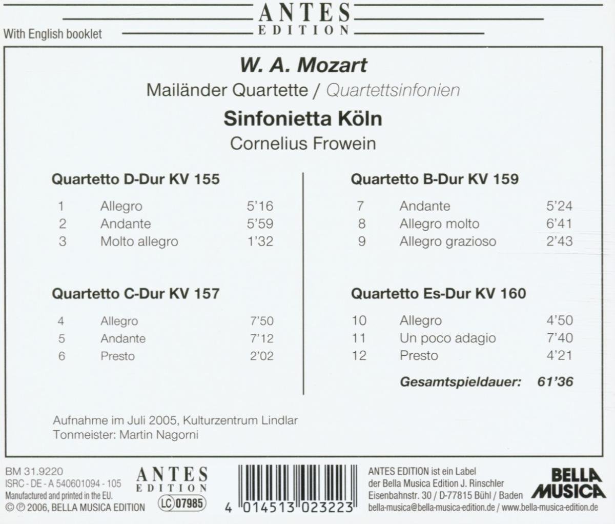 Mozart: Milanese Quartets & Quartet Symphonies - Orchestral String Quartet Arrangements | Perfect for Classical Music Lovers & Orchestra Performances