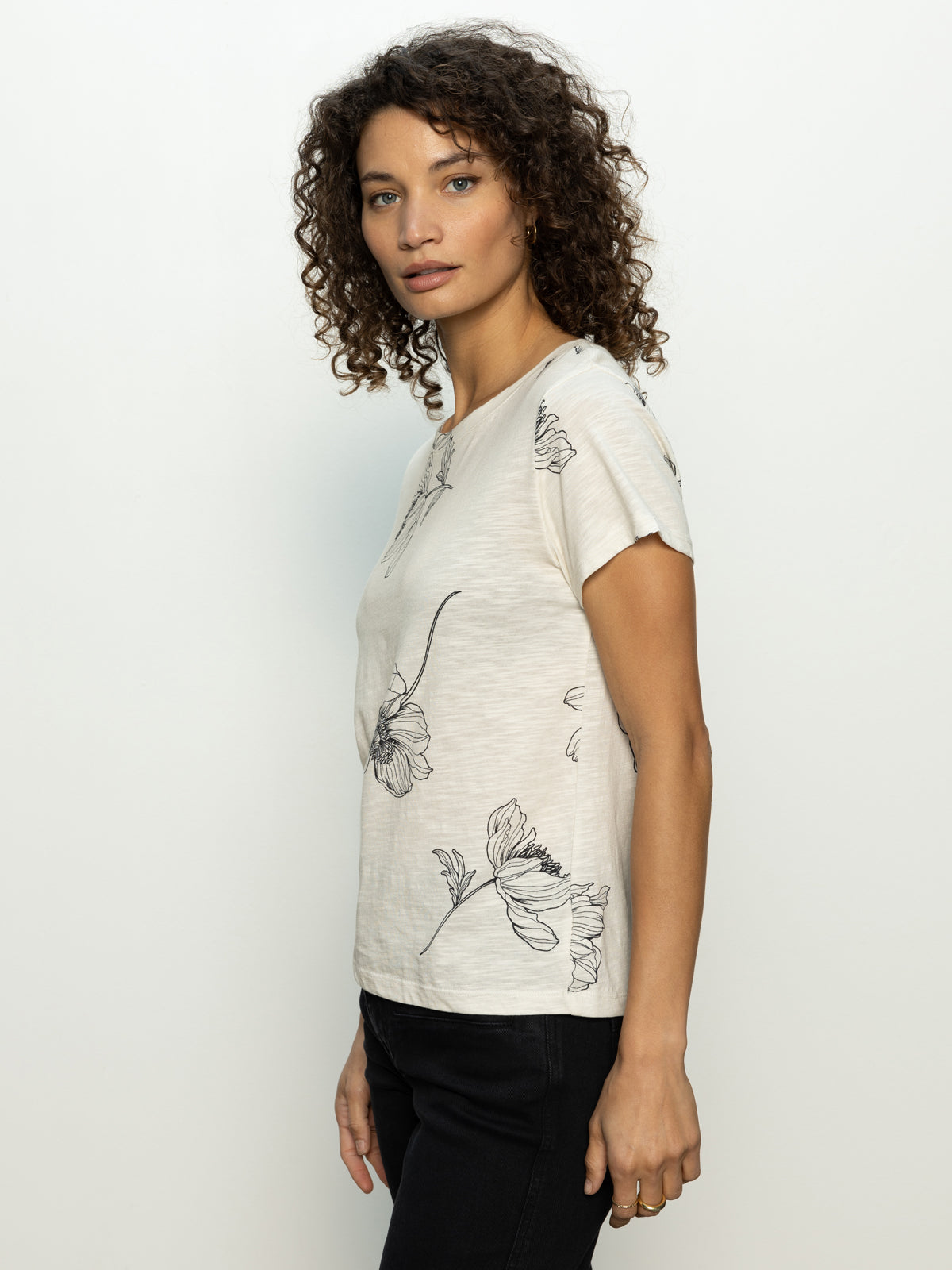 Premium Botanical Sketch Print T-Shirt for Women - Soft Cotton Comfort Fit Tee - Perfect for Casual Wear, Outfits & Everyday Fashion