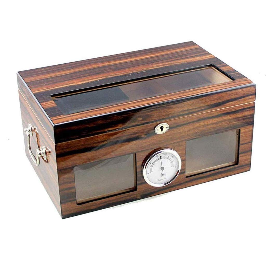 Premium Cigar Humidor with Glass Humidifier - Portable Travel Cigar Case with Cedar Wood Lining & Movable Cedar Tray - Use Distilled Water for Perfect Humidity - Ideal for Home, Office & Travel Cigar Storage