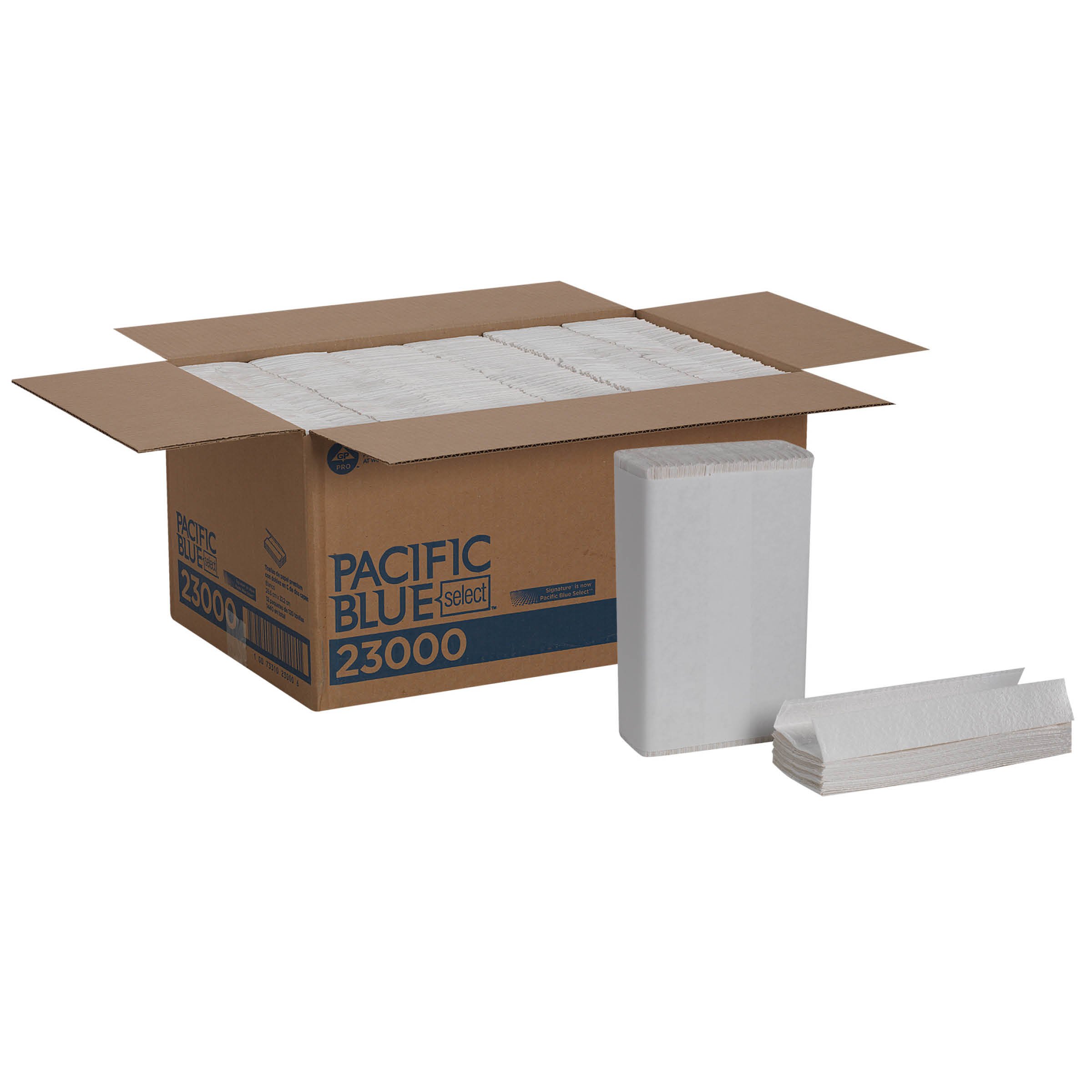 Premium 2-Ply C-Fold Paper Towels - Georgia-Pacific Blue Select | 23000 Sheets, White | 120 Towels/Pack, 12 Packs/Case | Ideal for Commercial Kitchens, Restaurants & Office Cleaning
