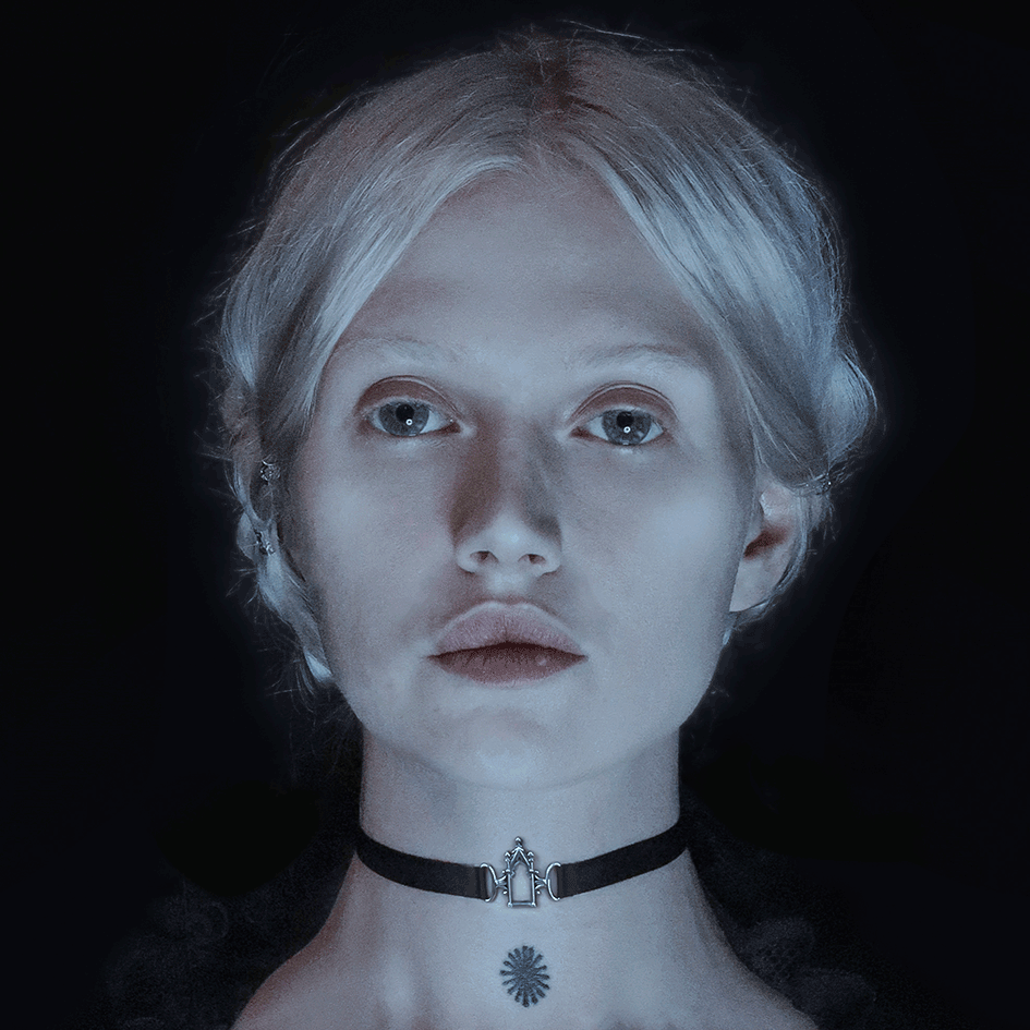 LENORE Gothic Arch Window Satin Choker Necklace in Silver | Elegant Victorian Gothic Jewelry for Women | Perfect for Halloween, Cosplay, and Gothic Fashion