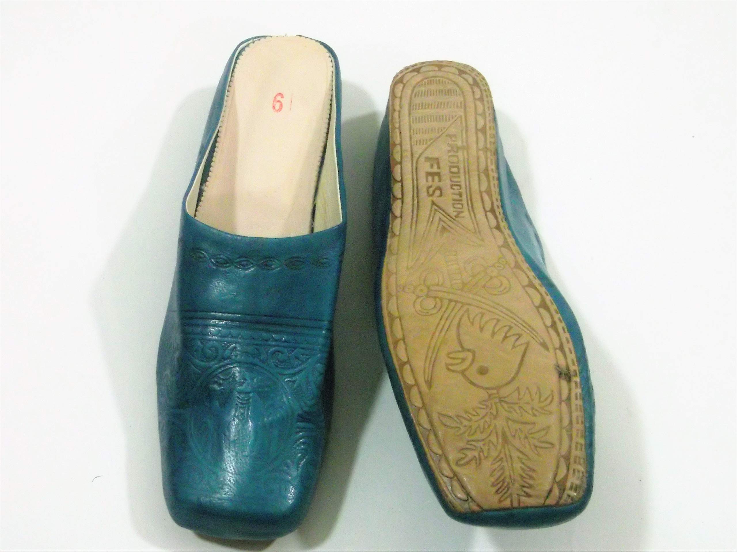Premium Women's Leather House Slippers - Comfortable Blue Heeled Indoor Shoes, Handmade Soft Slippers for Relaxing | Ideal for Home, Lounge & Winter Nights (Gift for Her)