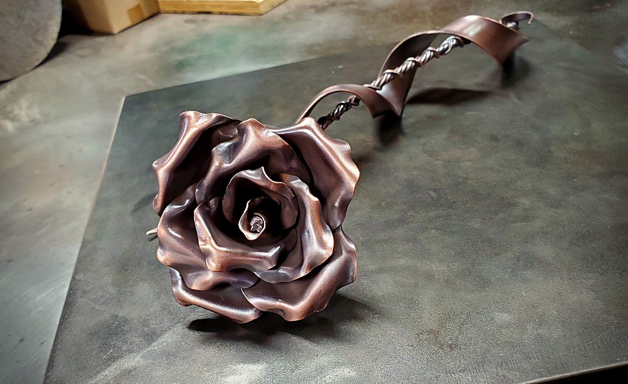 Vintage Copper Rose Memorial #1838 - Valentine's Day, Mother's Day, Christmas, Anniversary & Wedding Gift - Steampunk Industrial Home Decor for Housewarming - Perfect for Romantic Occasions & Vintage-Themed Interiors
