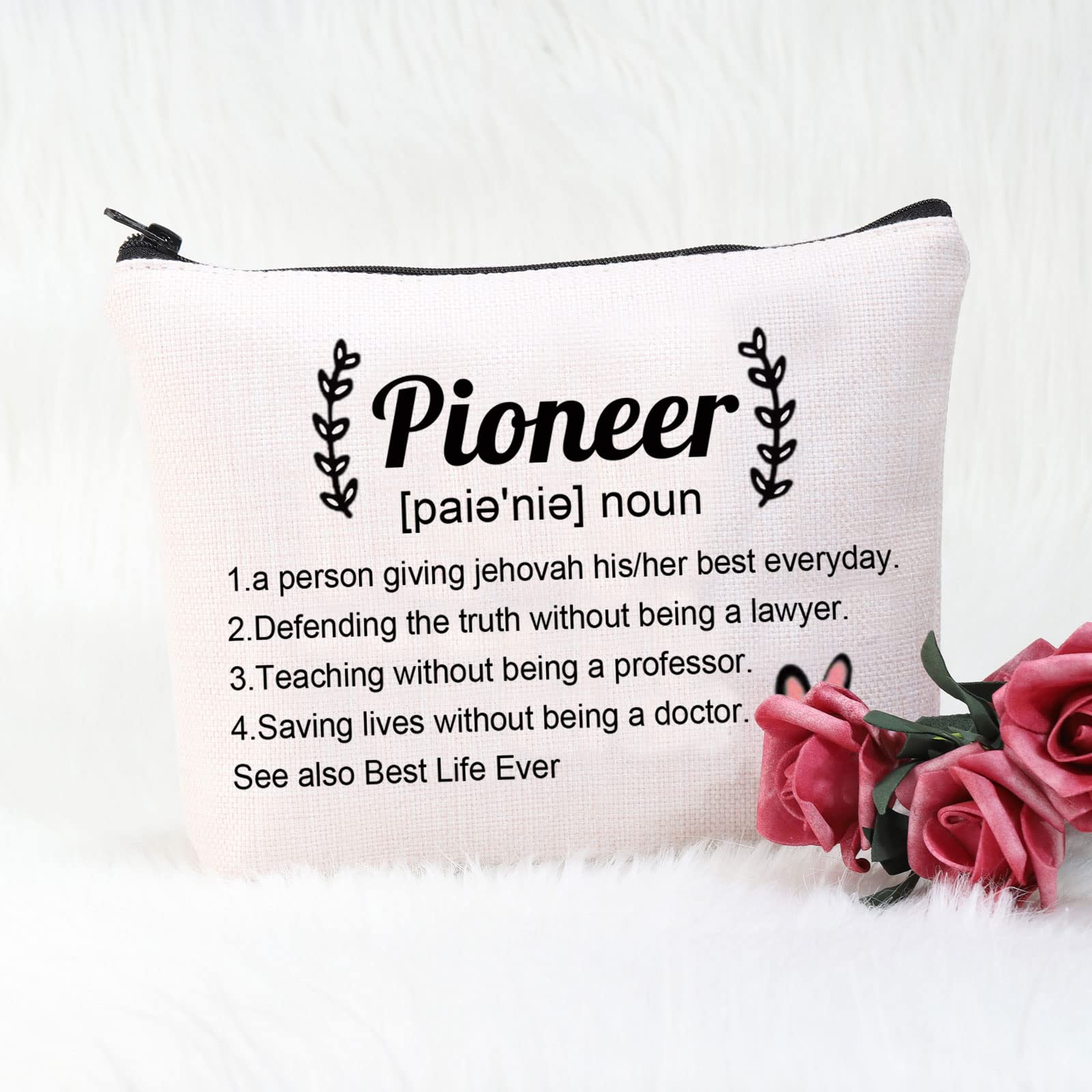 POFULL Pioneer Definition JW Gift - Best Life Pioneer Gift for Jehovah's Witnesses & Pioneers - Premium Makeup Bag (Ideal for Ministry, Travel & Daily Use)