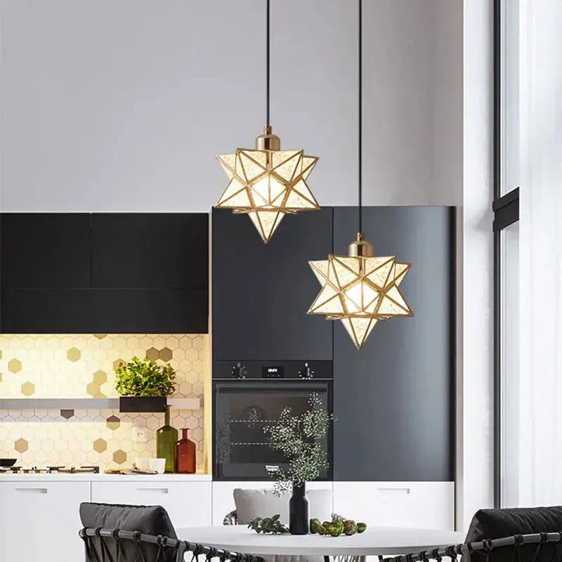 Modern Moravian Star Chandelier - Elegant Geometric Pendant Light for Dining Room, Living Room & Bedroom Decor