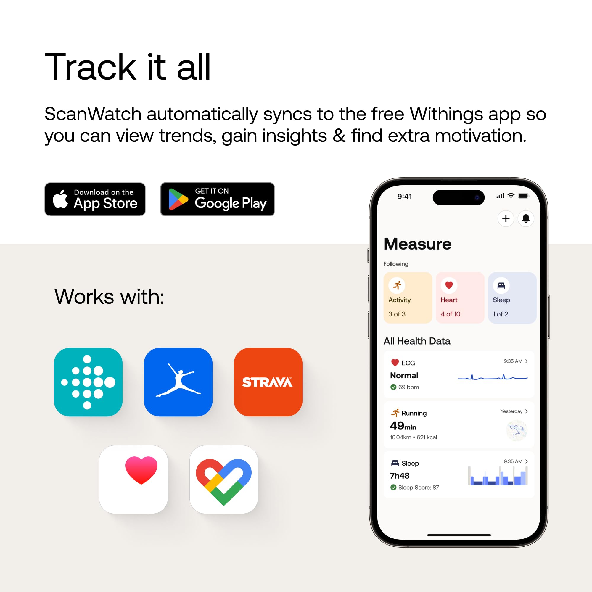Withings ScanWatch Horizon - ECG & Heart Rate Smartwatch for Fitness Tracking - 30-Day Battery - Android & iOS - Perfect for Workouts & Daily Health Monitoring