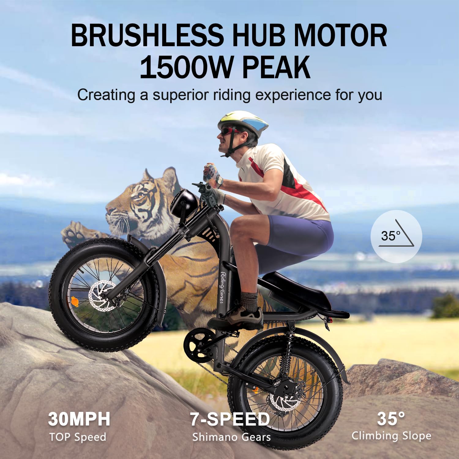 1500W Moped Style Electric Bike - 6-Layer Full Suspension E-Bike with 28MPH Speed & 37-150 Mile Range - 750WH/1500WH Removable Battery - 20