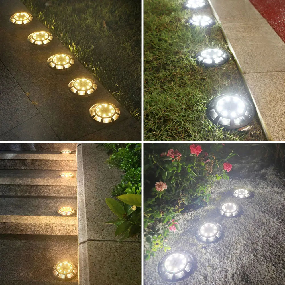 4 Pack Solar Powered LED Ground Lights - Waterproof Outdoor Garden Path Lighting for Walkway, Yard, Patio, and Driveway Decoration