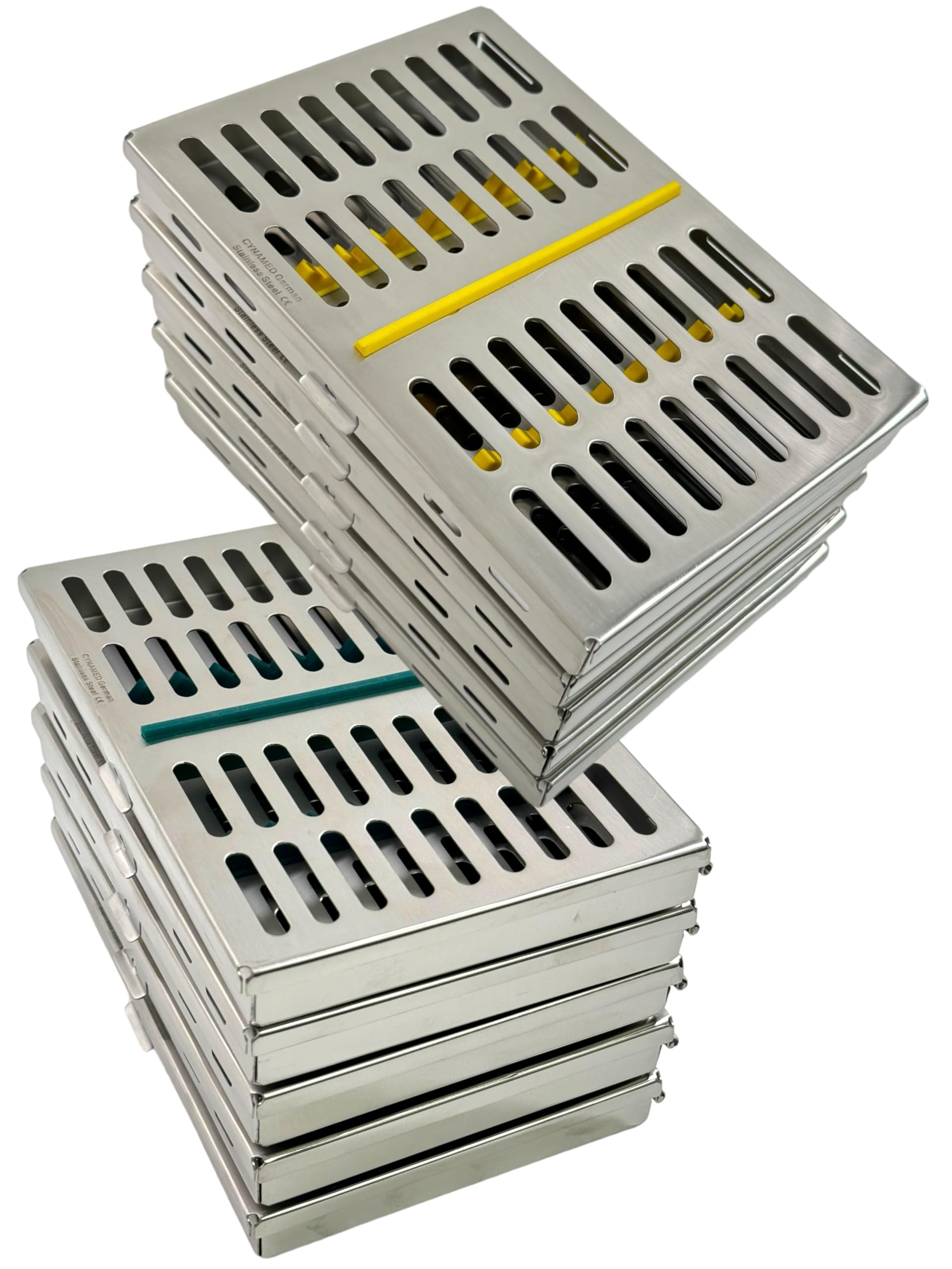 Premium German Autoclave Sterilization Cassettes Set of 10 - Heavy Duty Rack Box Holds 10 Dental/Surgical Instruments | Cynamed | Ideal for Dental Clinics, Hospitals & Medical Offices