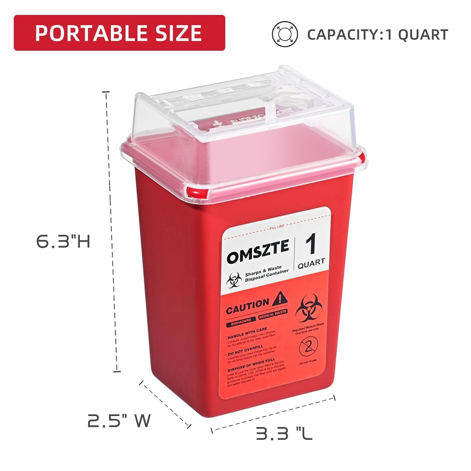 3-Pack 1-Quart Sharps Containers for Safe Needle & Syringe Disposal - Leak-Proof Biohazard Waste Bins for Home, Clinic & Travel Use - Ideal for Diabetics, Tattoo Artists & Medical Professionals