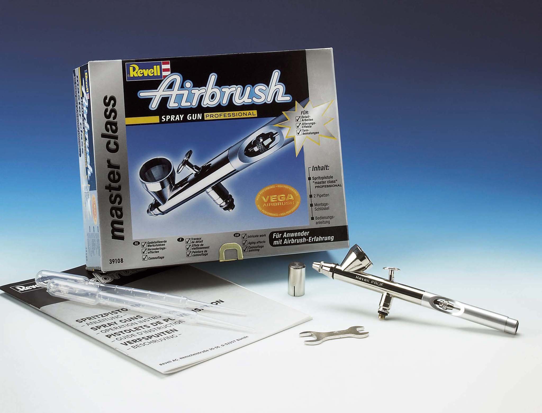 Revell 39108 Professional Airbrush Spray Gun Kit - High Precision Model Painting Tool for Hobbyists & Artists | Perfect for Miniatures, RC Cars & Scale Models