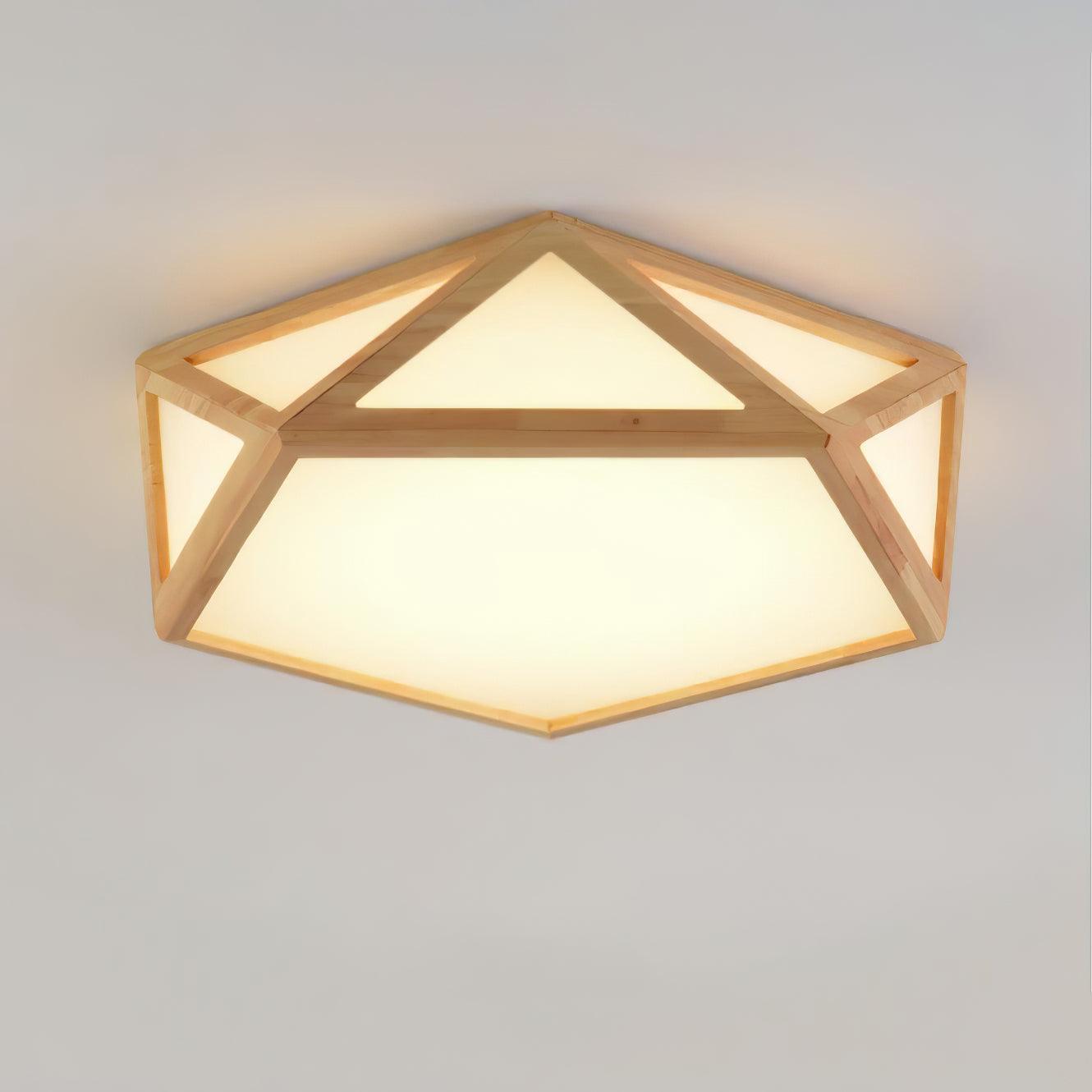 Elegant Diamond Wooden Ceiling Light Fixture - Modern Handcrafted Wood Chandelier for Living Room, Bedroom & Dining Room Lighting Decor