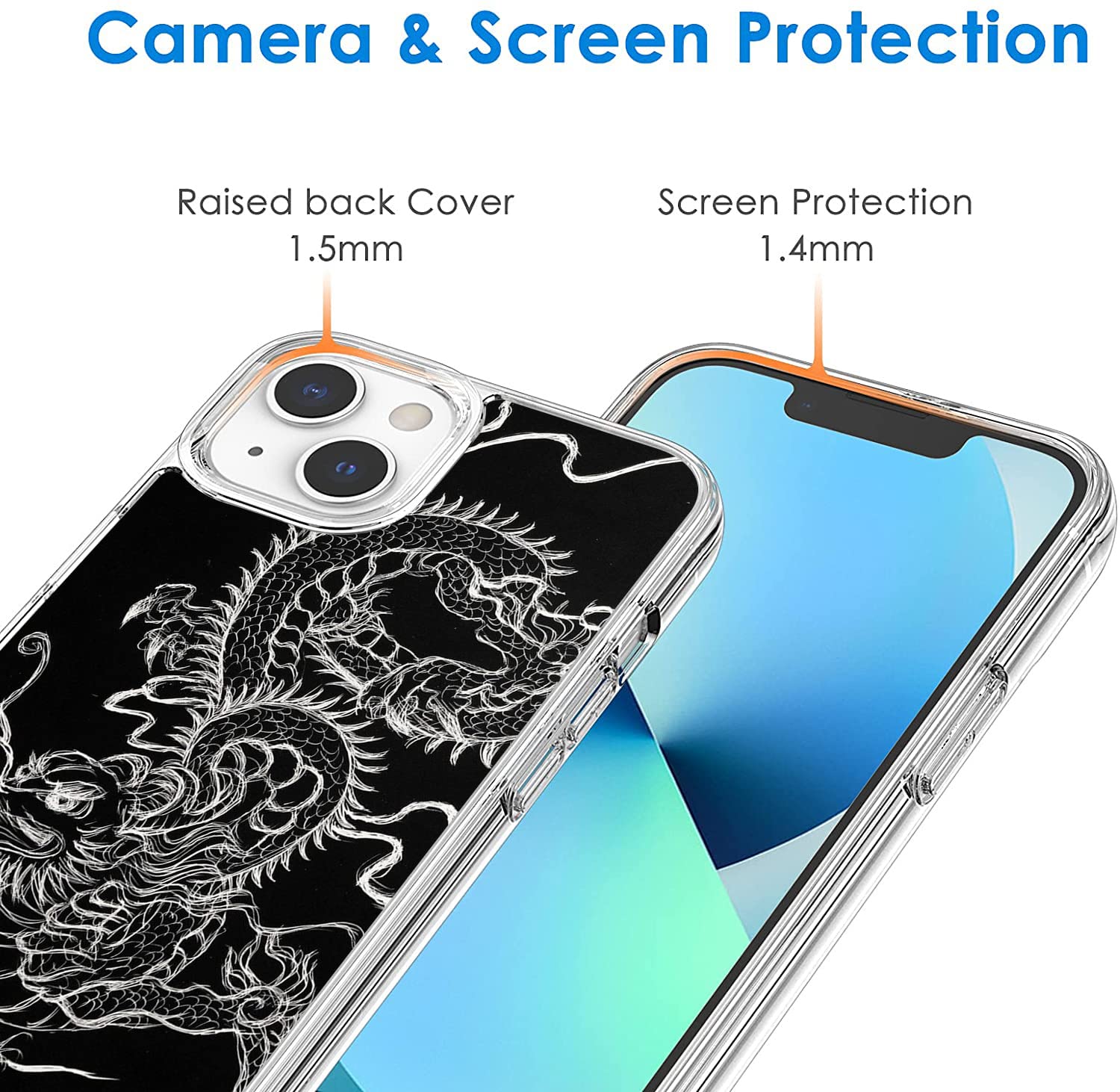 Premium Shockproof Clear TPU Case for iPhone 12/12 Pro - Slim Protective Phone Cover with Mystical Dragon Design | Perfect for Daily Use, Travel & Outdoor Activities