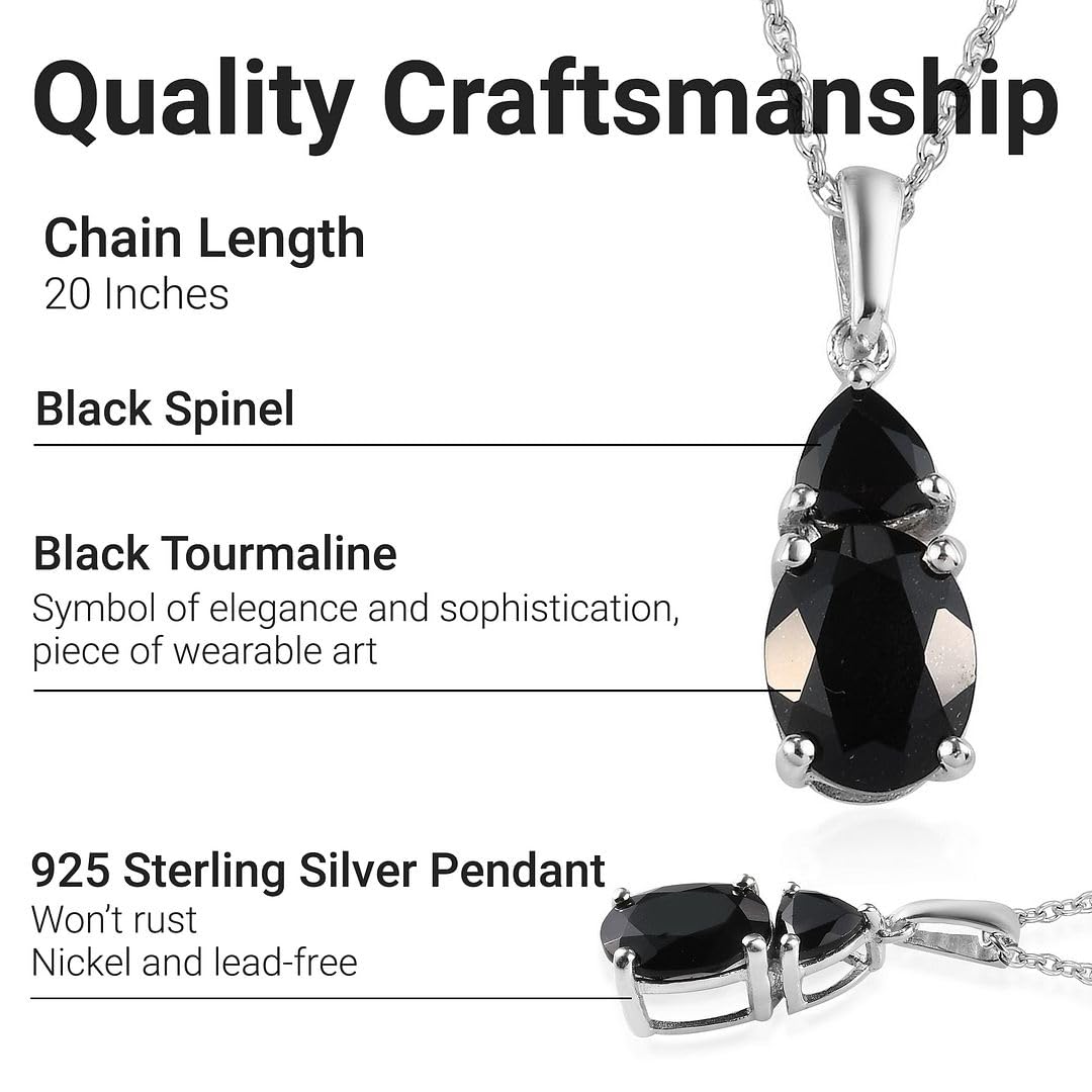Shop LC Platinum Plated 925 Sterling Silver Black Spinel Necklace for Women - 20 Inch Elegant Promise Pendant, Perfect Birthday Gift for Her | Ideal for Parties, Weddings & Special Occasions