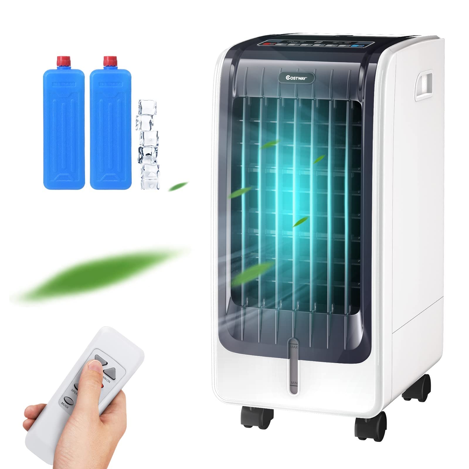 COSTWAY 3-in-1 Portable Evaporative Air Cooler with Remote Control | 8-Hour Timer & 2 Ice Crystal Boxes | Quiet Operation for Bedroom, Home & Office | Perfect for Summer Cooling & Indoor Comfort