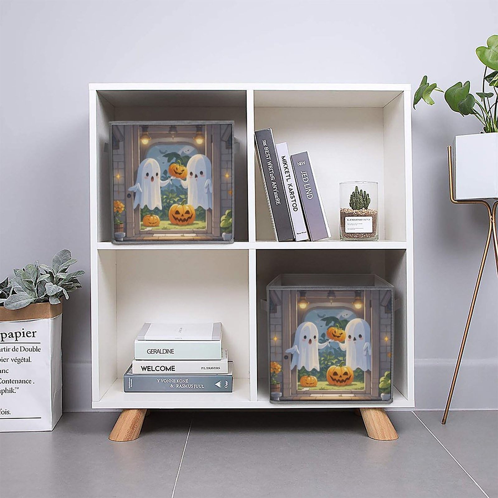 1PCS Foldable Storage Bins - Cute Ghost Printed Large Capacity Storage Box with Handle for Playroom, Office & Home Organization | Perfect for Toys, Books & Clutter Control