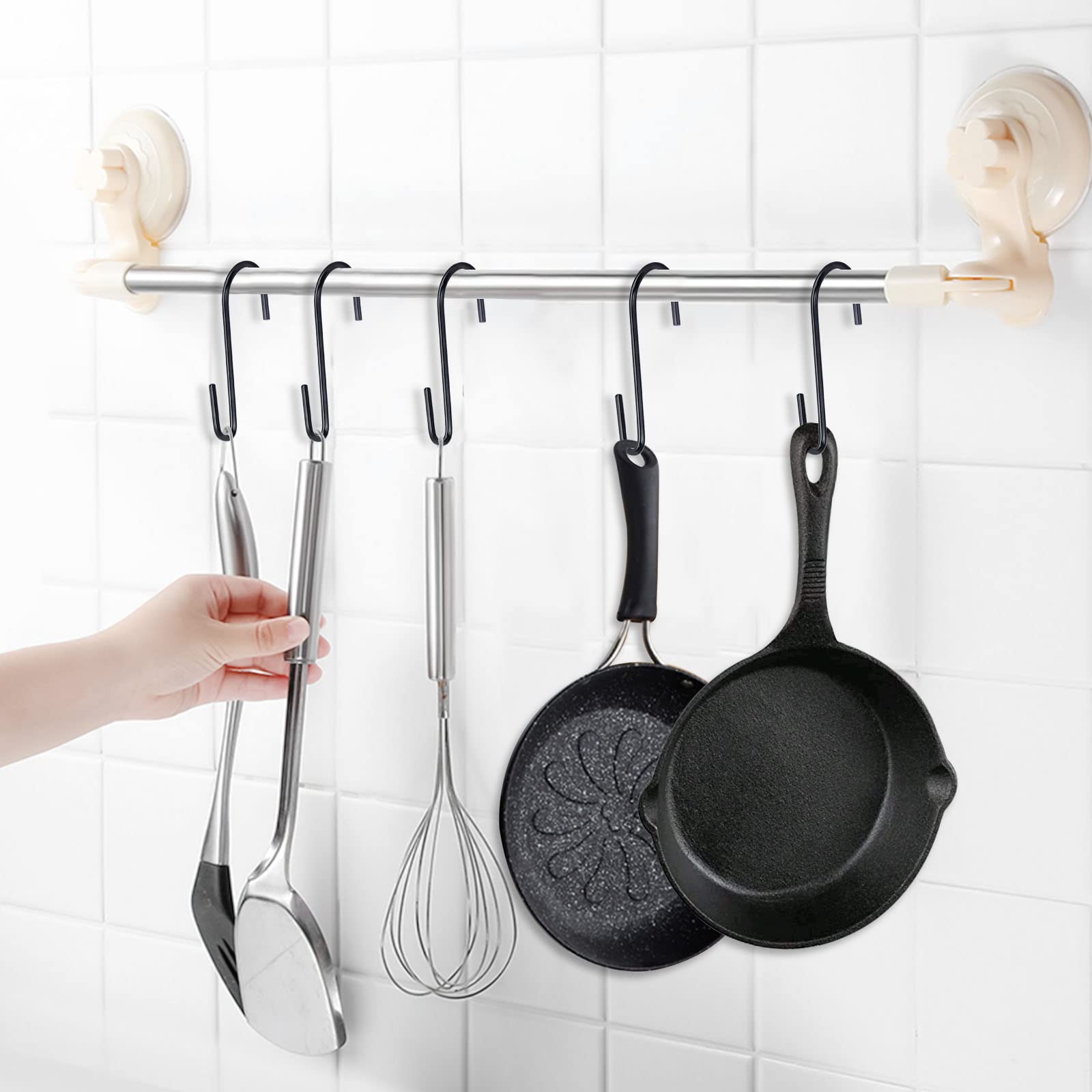 30 Pack 3 Inch Heavy Duty Black S Hooks - Durable Pan Pot Holder Rack Hooks for Kitchen, Garage & Home Organization - Perfect for Hanging Pots, Utensils, Towels, Plants, Bags & Clothes (S-Shaped Hangers)