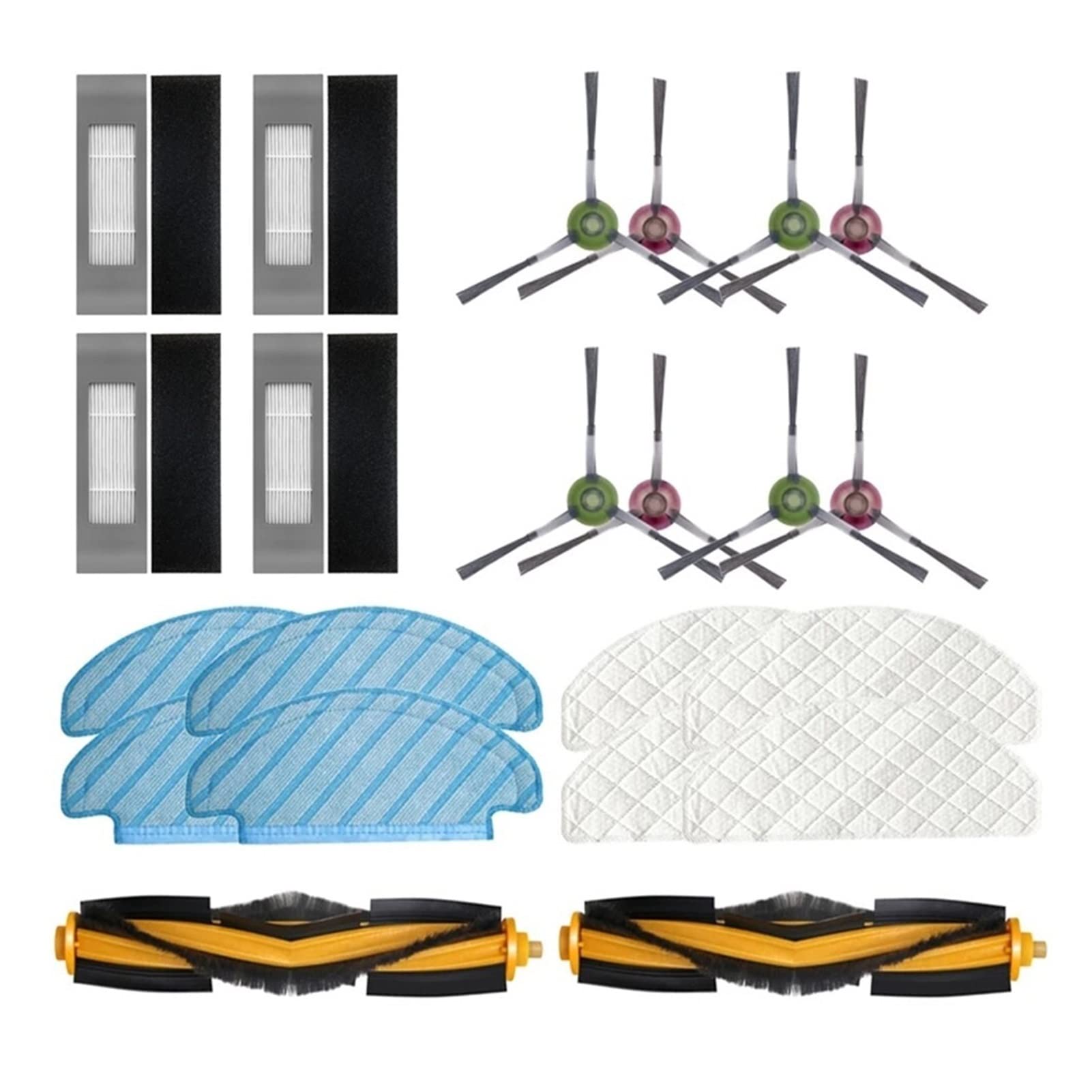 BOSSQI Replacement Vacuum Cleaner Parts Kit - Main Brush, Side Brush, HEPA Filter & Mop Pads for Ecovacs Deebot Ozmo T9/T8/AIVI/N8Pro Robot Vacuums (3-Piece Set) - Perfect for Pet Hair, Hard Floors & Daily Cleaning