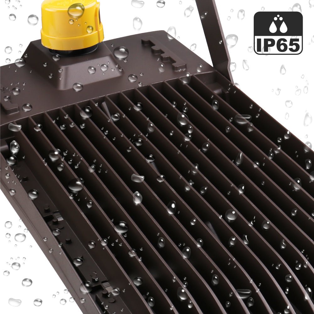 450W LED High Output Flood Light with Photocell - 5700K Daylight White - AC277-480V High Voltage - Dusk to Dawn Security Light - IP65 Waterproof - Bronze Finish - 20KV Surge Protector - for Garden, Yard, Parking Lot, Stadium & Arena Lighting (Outdoor Security & Landscape Illumination)