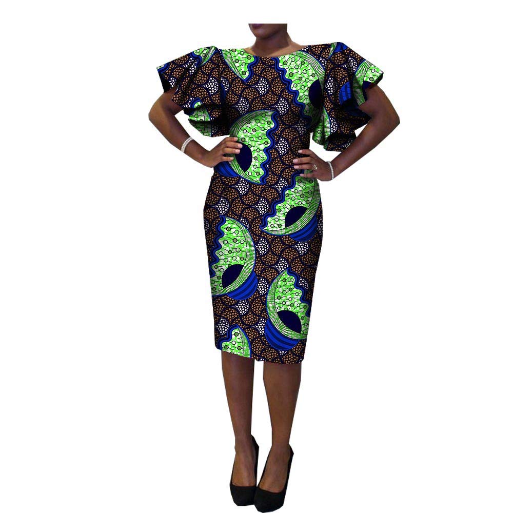 African Print Dresses for Women & Girls - Elegant Trumpet Sleeve Party Wear | Sexy Fashion Maxi Dress for Weddings, Vacations & Special Occasions