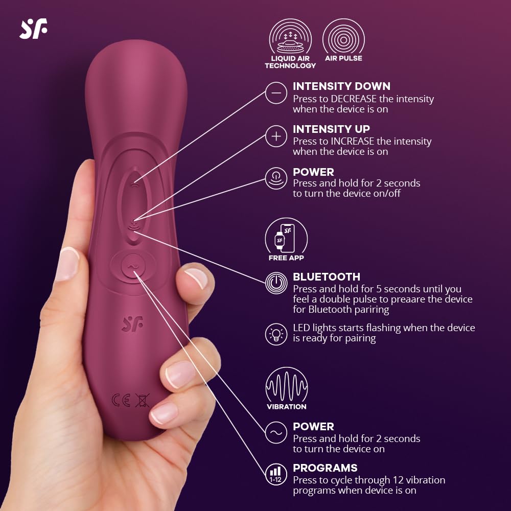Satisfyer Pro 2 Generation 3 Bluetooth Clitoral Stimulator - Liquid Air Technology Vibrating Sex Toy for Women | Rechargeable Adult Pleasure Device | Wine Red | Perfect for Solo Play & Couples Intimacy
