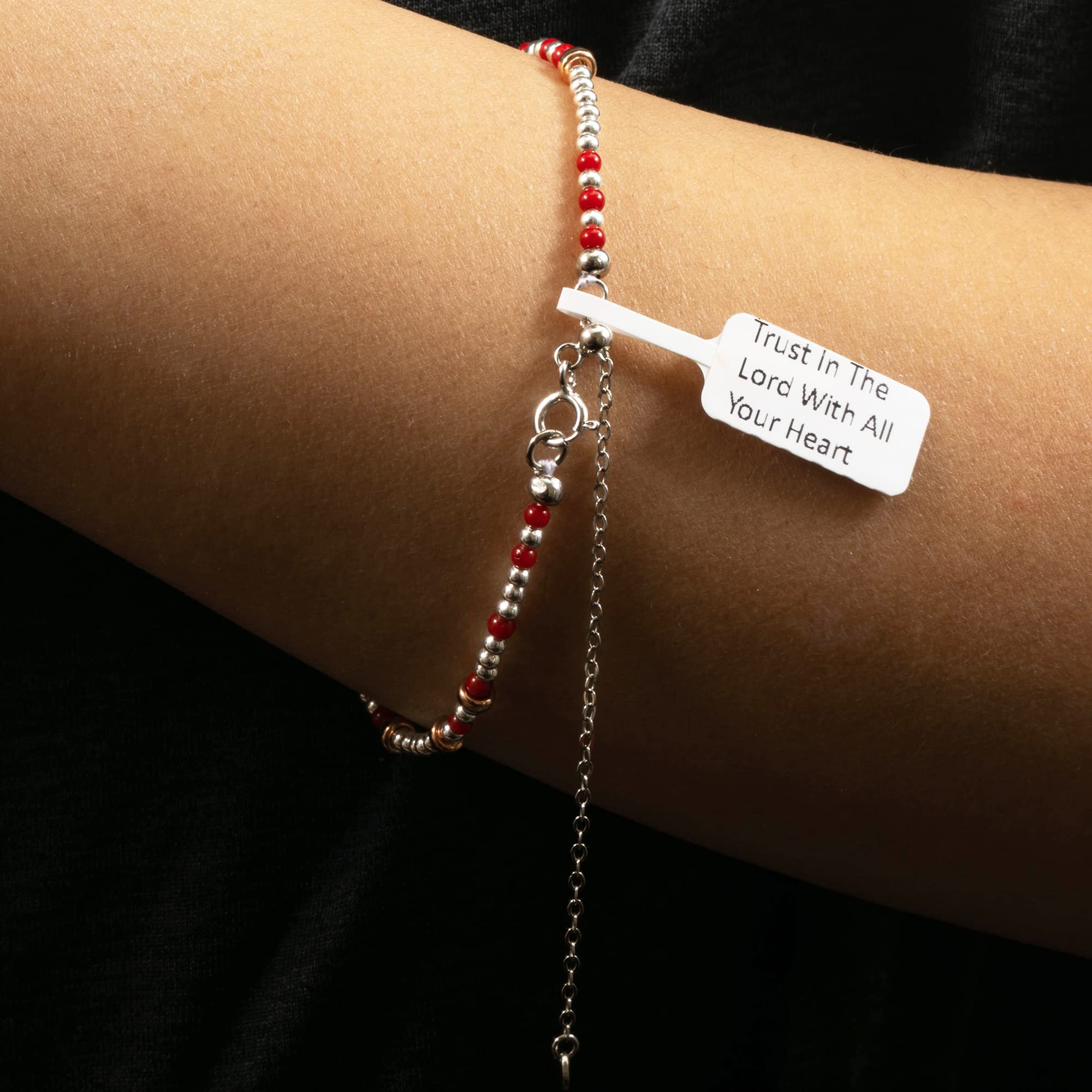 Trust in the Lord 925 Sterling Silver Morse Code Bracelet for Women - Christian Jesus Beaded Bracelet with Stone Beads by ALiLuYa | Perfect for Daily Wear, Church, Prayer & Gift Giving