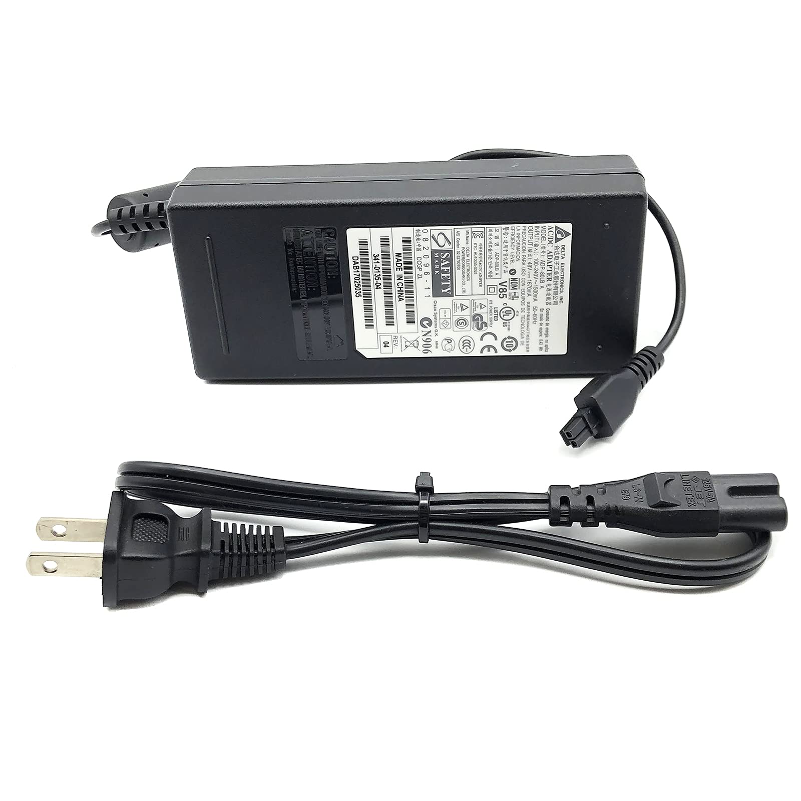 Delta ADP-80LB 48V 1.67A Power Supply (Model A 341-0135-04) with Power Cord - Genuine OEM Replacement for Industrial Equipment & Networking Devices