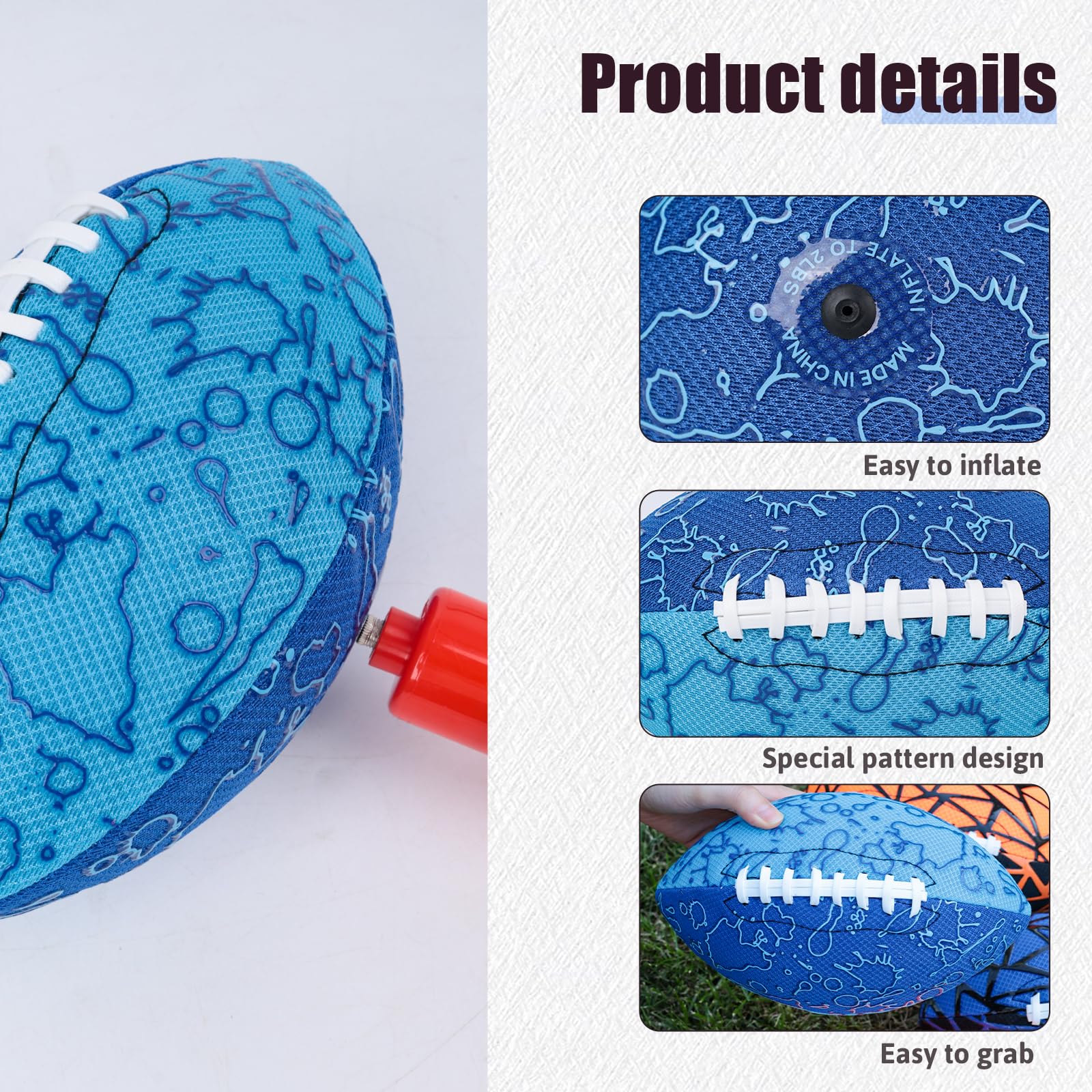 Shindel Inflatable Water Football - 9.3 Inch Pool & Beach Toy with Strong Grip, Fun Outdoor Water Games for Kids & Family Ages 8-12, Perfect for Swimming Pool, Beach, and Backyard Play, Blue