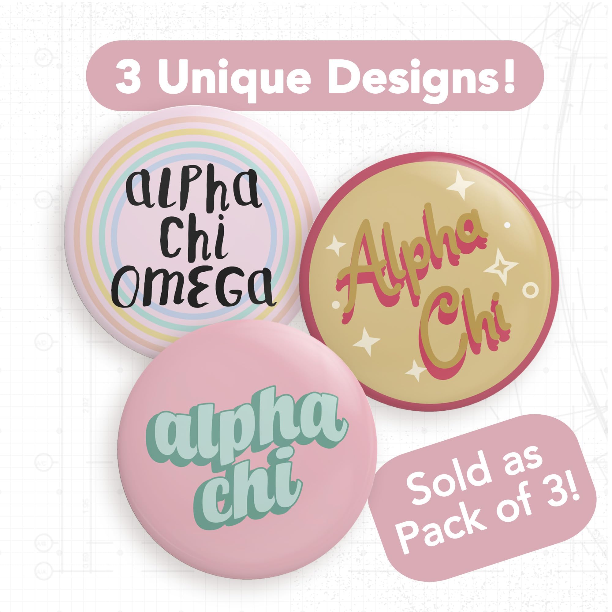 AXO Sorority Pin Set - 3 Piece Desert Cactus Alpha Chi Omega Badge Collection (2.25-inch) - Cute Sorority Accessories for Backpacks, Jackets & Greek Life Events