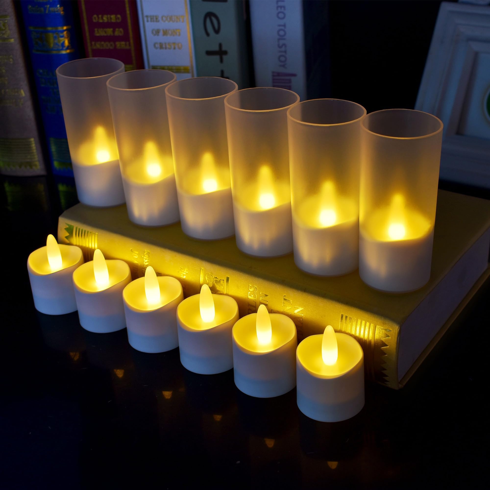 HL Flameless LED Candles with Remote & Timer - 12 Pack Rechargeable Waterproof Outdoor Tea Lights, 100+ Hours Battery Life, Warm White Votive Floating Candles for Wedding, Party, Festival Decor - Perfect for Home, Garden, Patio, and Holiday Lighting