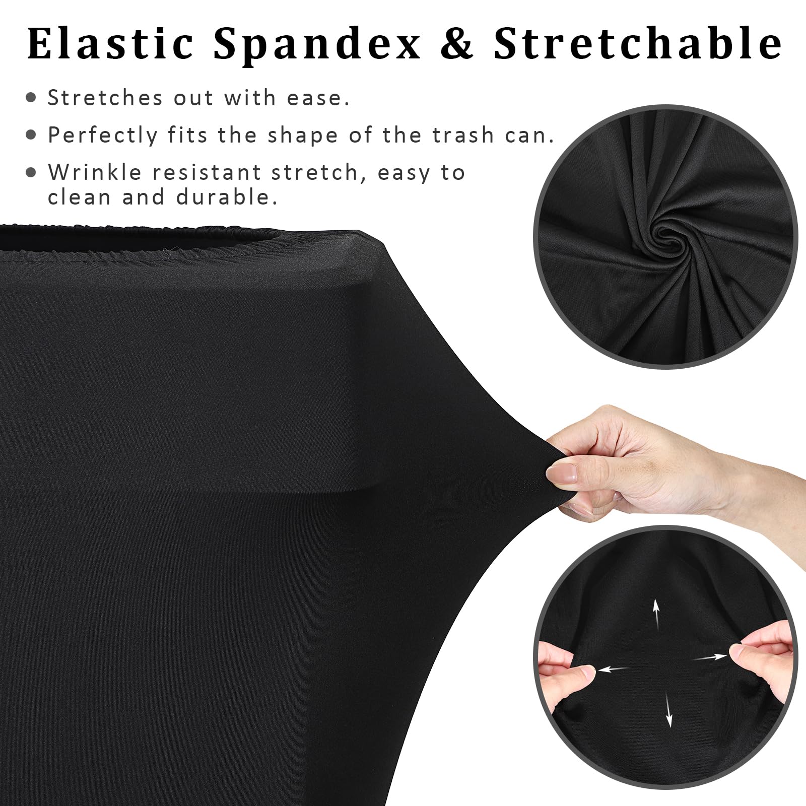 23 Gallon Stretch Spandex Trash Can Covers 8-Pack - Outdoor Fitted Waste Bin Covers for Rectangular Garbage Cans, Commercial & Party Decor - Wedding, Fundraiser, Event Use - Black (Trash Can Not Included) - Perfect for Outdoor Events, Restaurant Waste Bins & Home Use