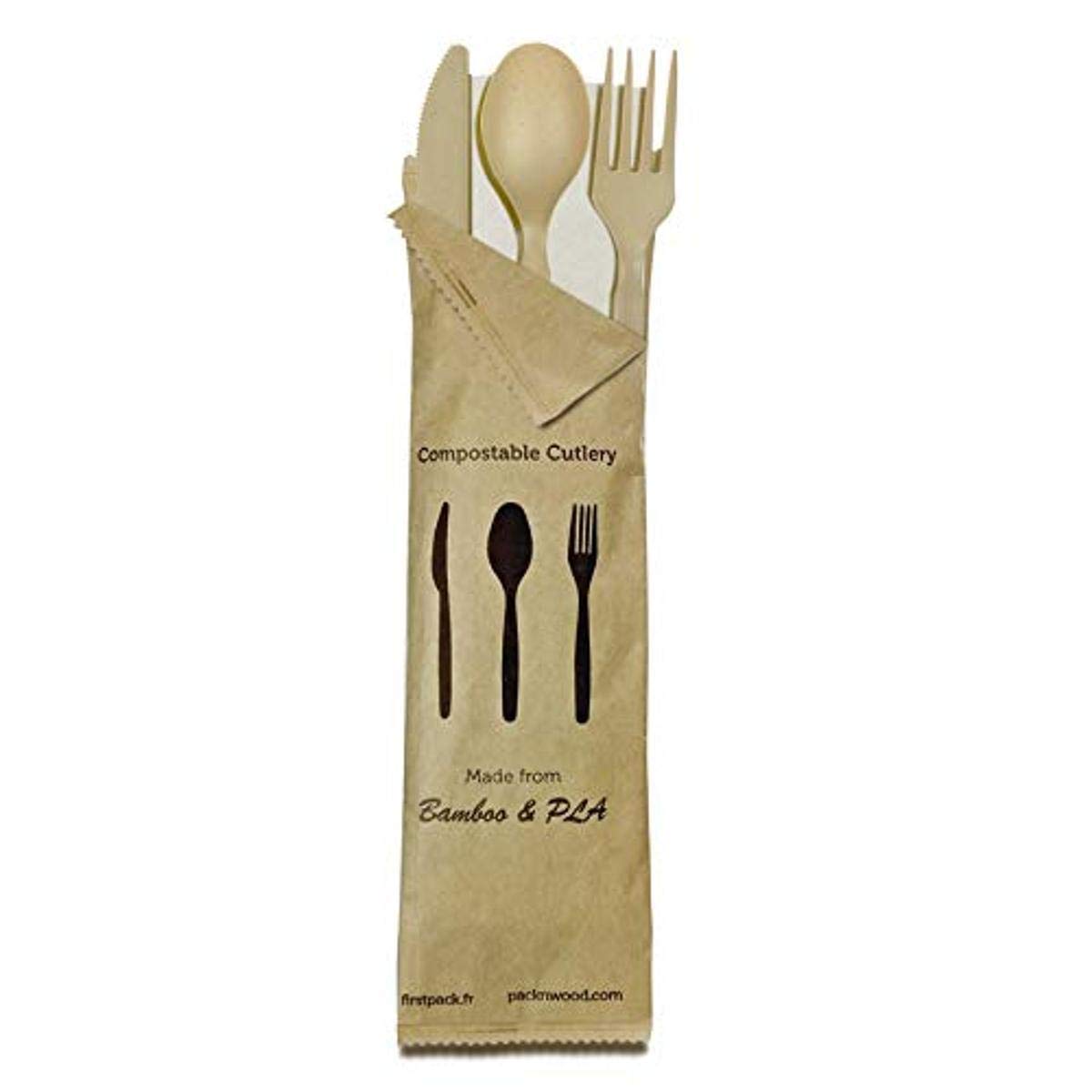 Bamboo Cutlery Set - Eco-Friendly Disposable Fork, Knife & Spoon (6 Inch, 250-Pack) | Biodegradable Utensils for Picnics, Parties, Camping & Travel