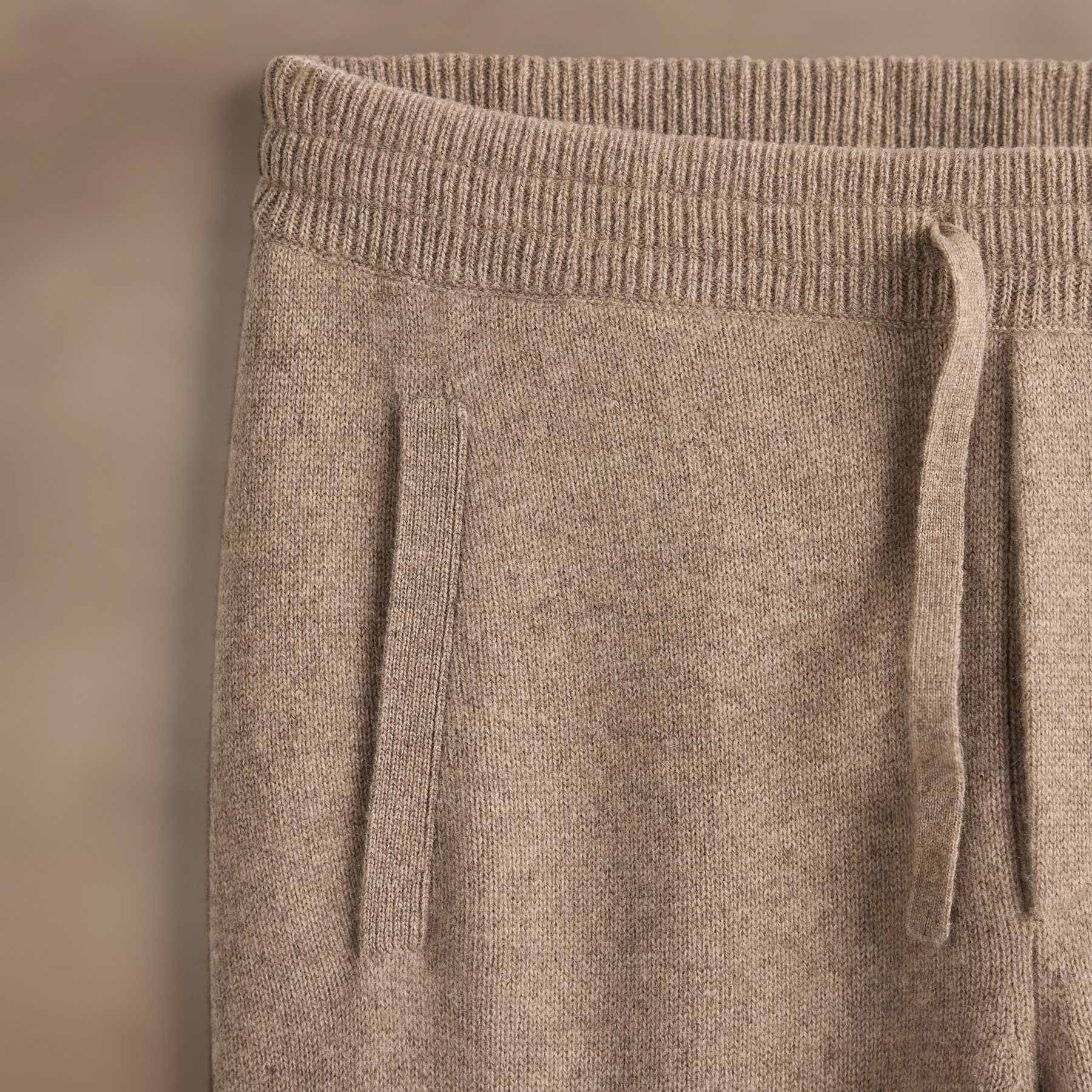Eco-Friendly Recycled Cashmere Jogger Pants with Pockets - Coyote Brown | Comfortable Lounge & Travel Wear for Women & Men