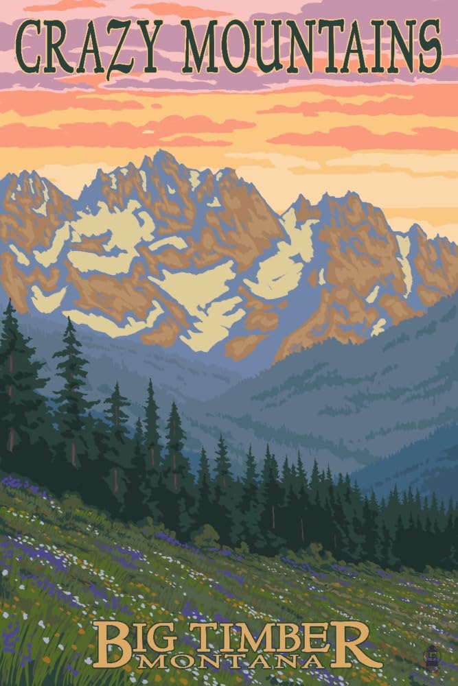 Big Timber Montana Spring Flowers Wall Art - 16x24 Wrapped Canvas Print - Nature Landscape Home Decor for Living Room, Bedroom & Office