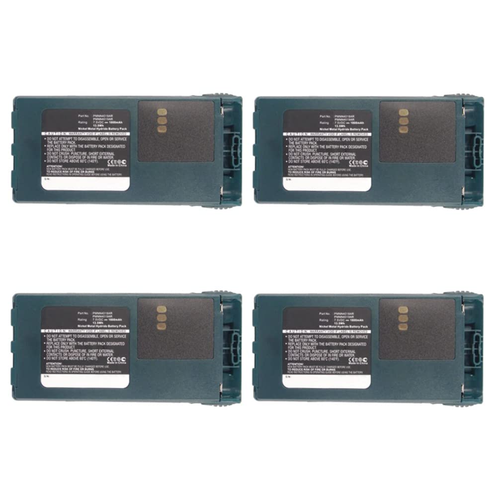 Synergy Digital 2-Way Radio Batteries - 4 Pack Ni-MH 1800mAh 7.5V Replacement Battery for Motorola PMNN4072 & PMNN4017 Walkie Talkies | Perfect for Construction, Security, and Outdoor Adventures