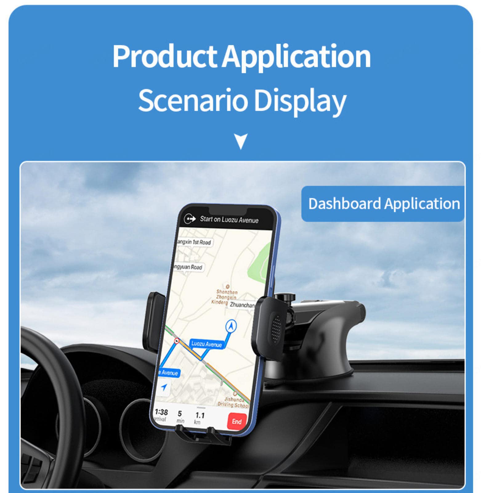 2023 Upgraded Car Phone Holder - Adjustable 360° Rotating Phone Mount with Strong Sticky Gel Pad for Dashboard | Perfect for GPS Navigation, Hands-Free Calling & Road Trips