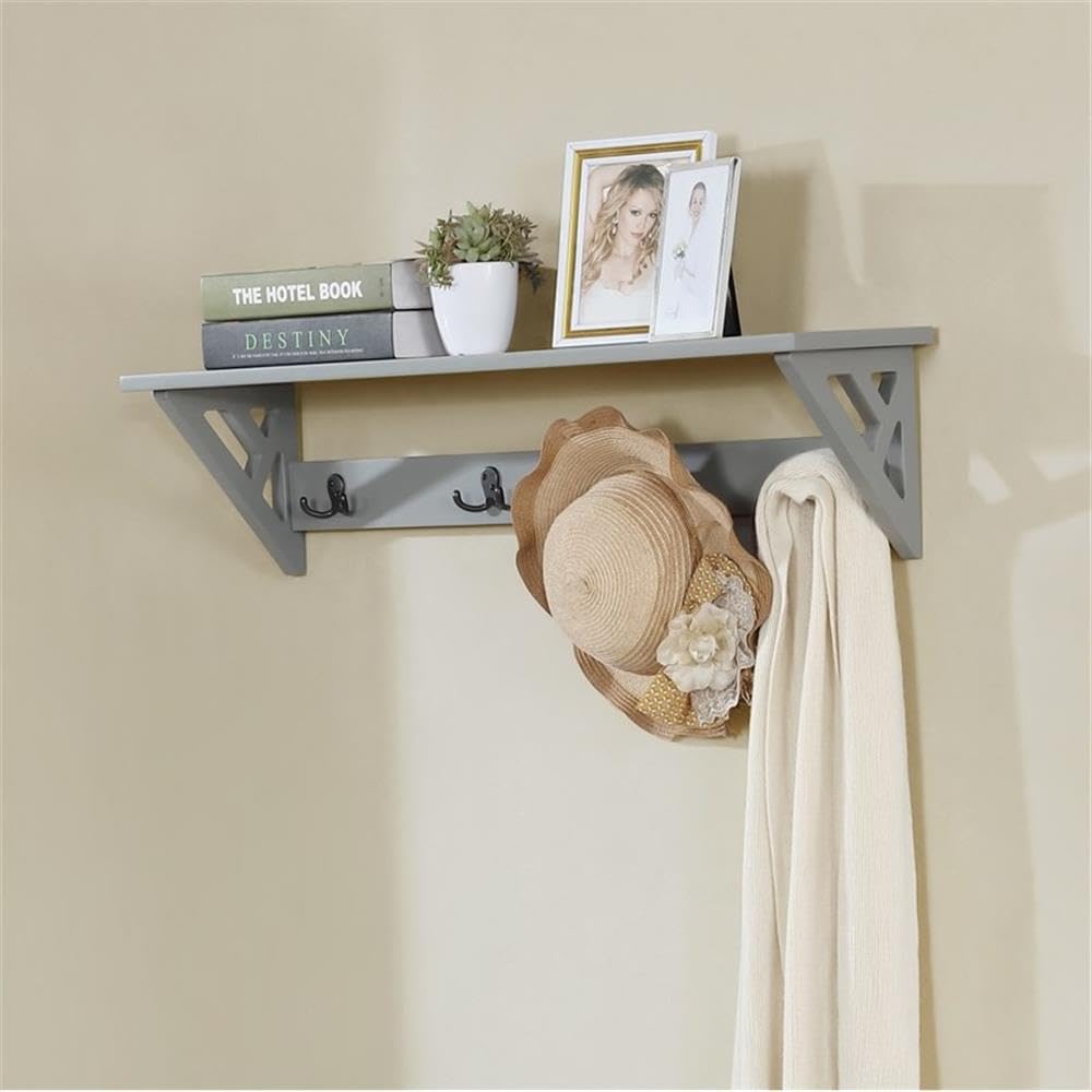 36-inch Coventry Open-Design Coat Hook & Bench Hall Tree Set - Traditional, Modern & Cottage Style Entryway Organizer with 4 Double Hooks & Shelf - Perfect for Entryways, Laundry Rooms & Mudrooms - Easy Assembly Home Storage Solution