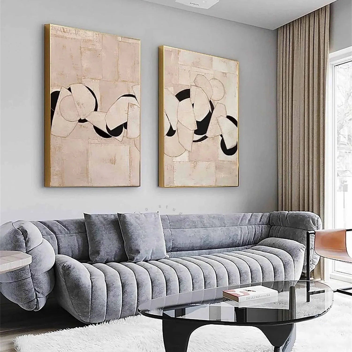 Abstract Tranquility Set of 2 Wall Art Paintings - Modern Minimalist Canvas Prints for Living Room, Bedroom & Office Decor - #WS154