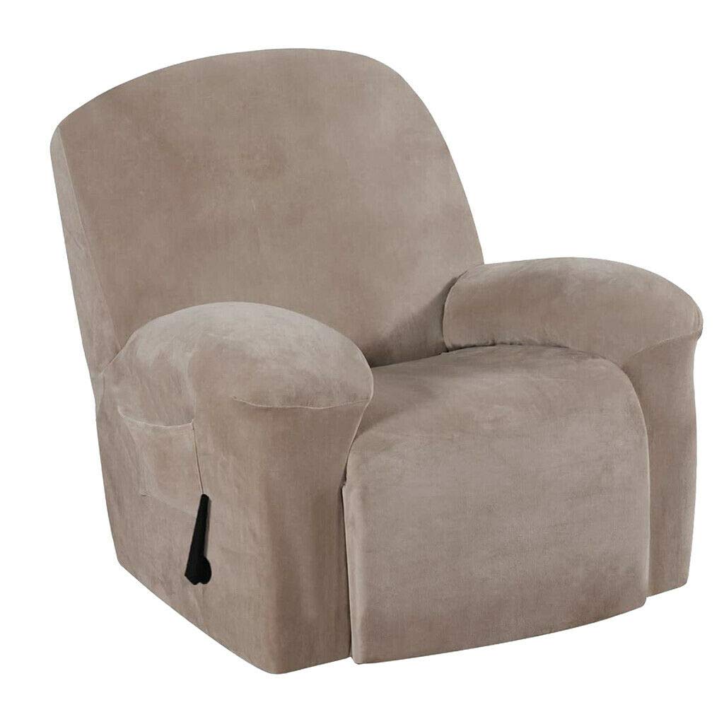 Soft Velvet Recliner Sofa Slipcover - Stretchable Furniture Protector for Couch, Armchair & Lounge (Brown, 1-Piece) - Perfect for Living Room, Home Theater & Office Decor