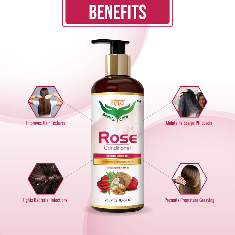 Organic Rose Hair Conditioner for Oily Scalp - Promotes Hair Growth & Strengthens Hair - Ideal for Daily Use & Damaged Hair Care