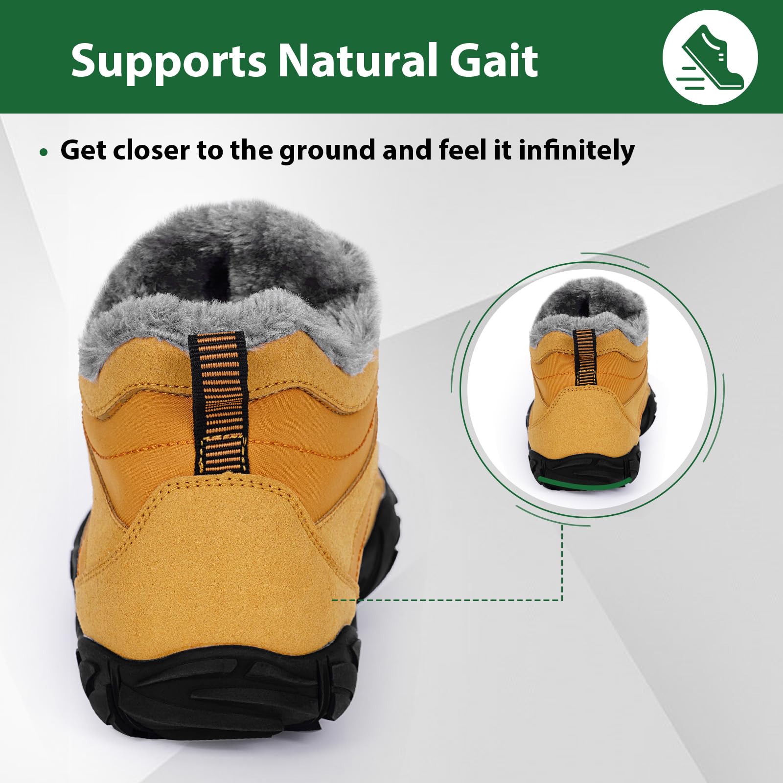 Winter Barefoot Shoes for Women & Men - Waterproof Minimalist Snow Boots with Wide Toe Box & Non-Slip Sole - Perfect for Running, Walking & Outdoor Activities in Cold Weather