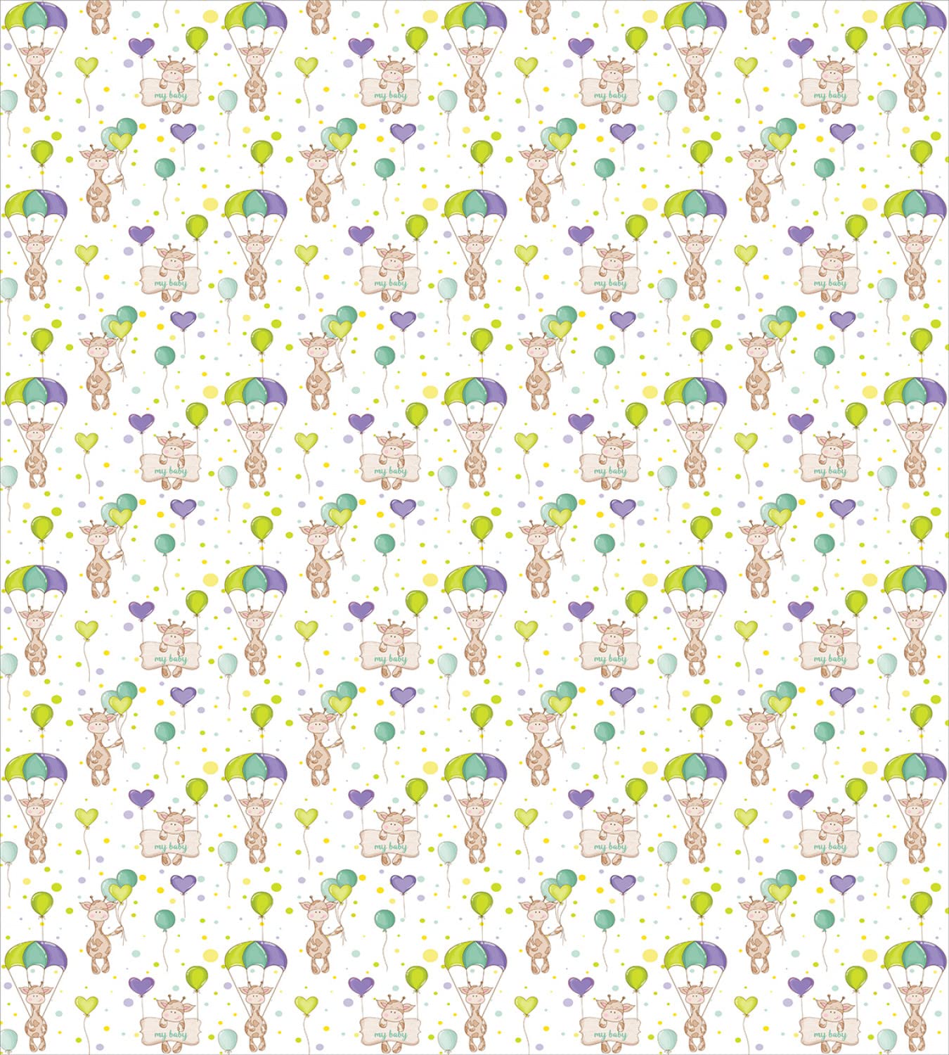 Ambesonne Cartoon Giraffes Flying with Balloons Duvet Cover Set - Twin Size 2-Piece Bedding with Polka Dot Hearts Design, Soft Microfiber for Kids & Teens Bedroom Decor, Perfect for Birthday Gifts and Nursery Room Theme
