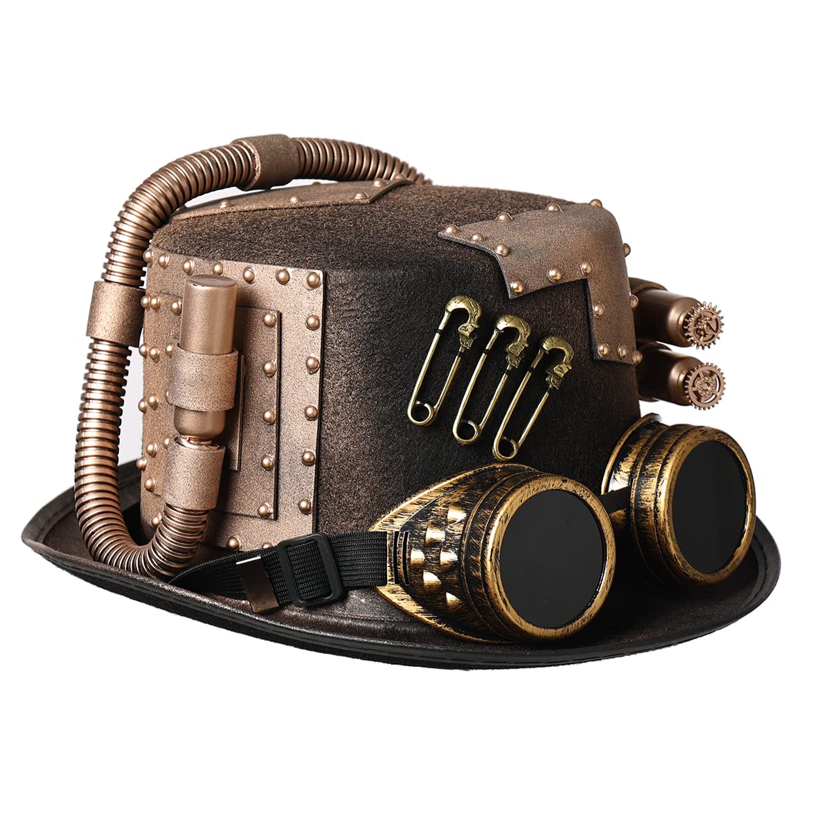 Steampunk Top Hat with Goggles for Women & Men - Victorian Gothic Halloween Costume Accessory - Perfect for Cosplay, Renaissance Fairs, and Themed Parties