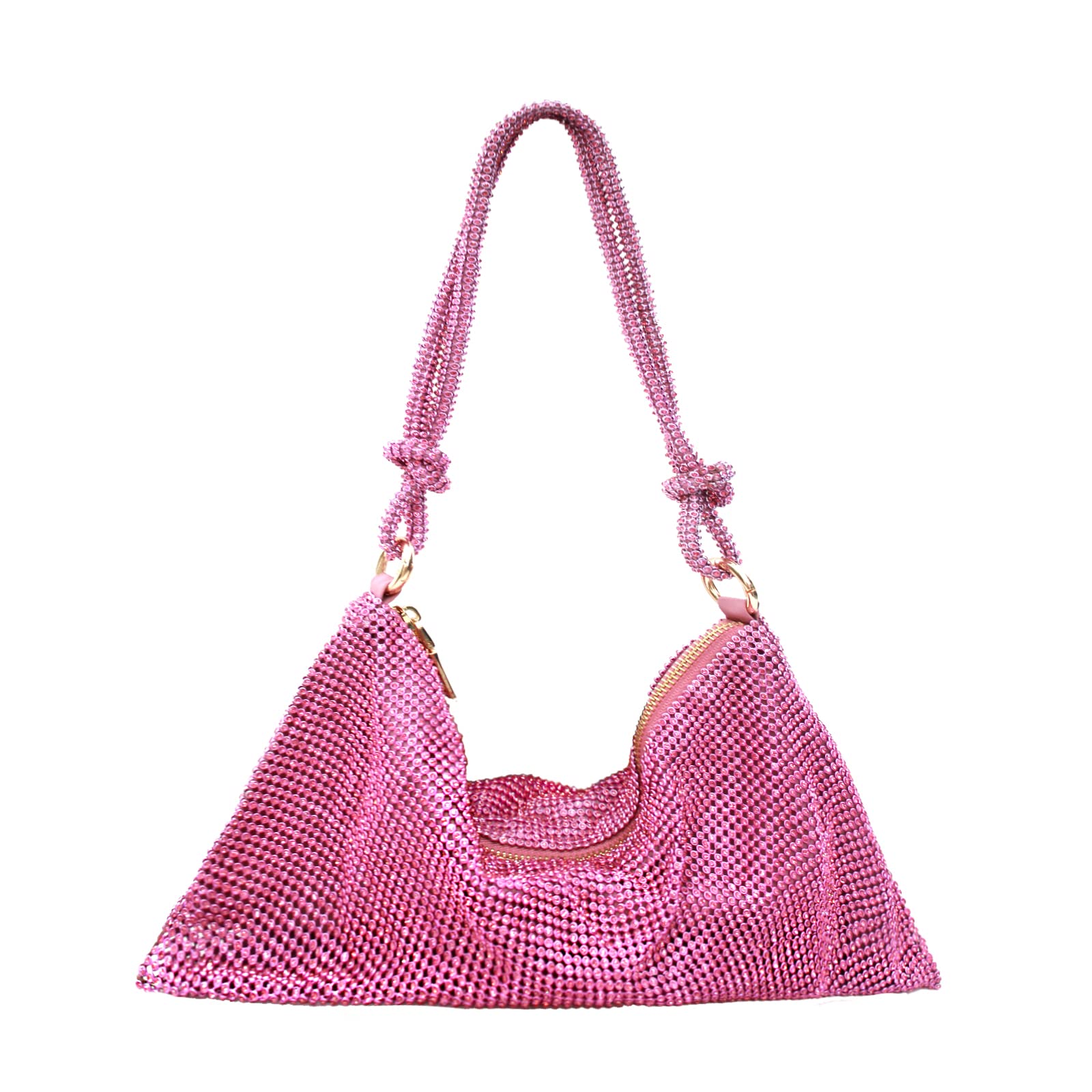 Sparkly Rhinestone Hobo Purse for Women - Silver & Black Evening Bag for Prom, Party, Wedding | Elegant Clutch for Night Out, Dinner Date, Special Occasions