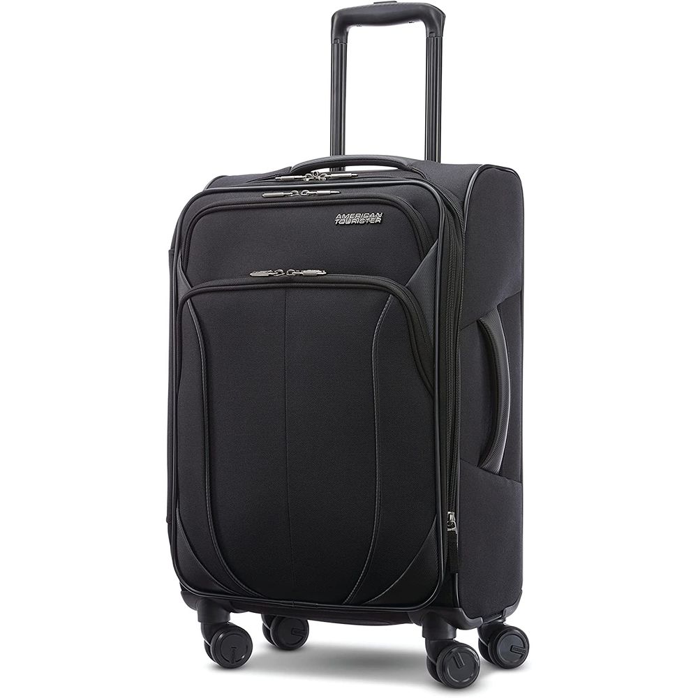 American Tourister 142352 1041 4 KIX 2.0 Expandable Softside Luggage with Spinner Wheels, Black, 20