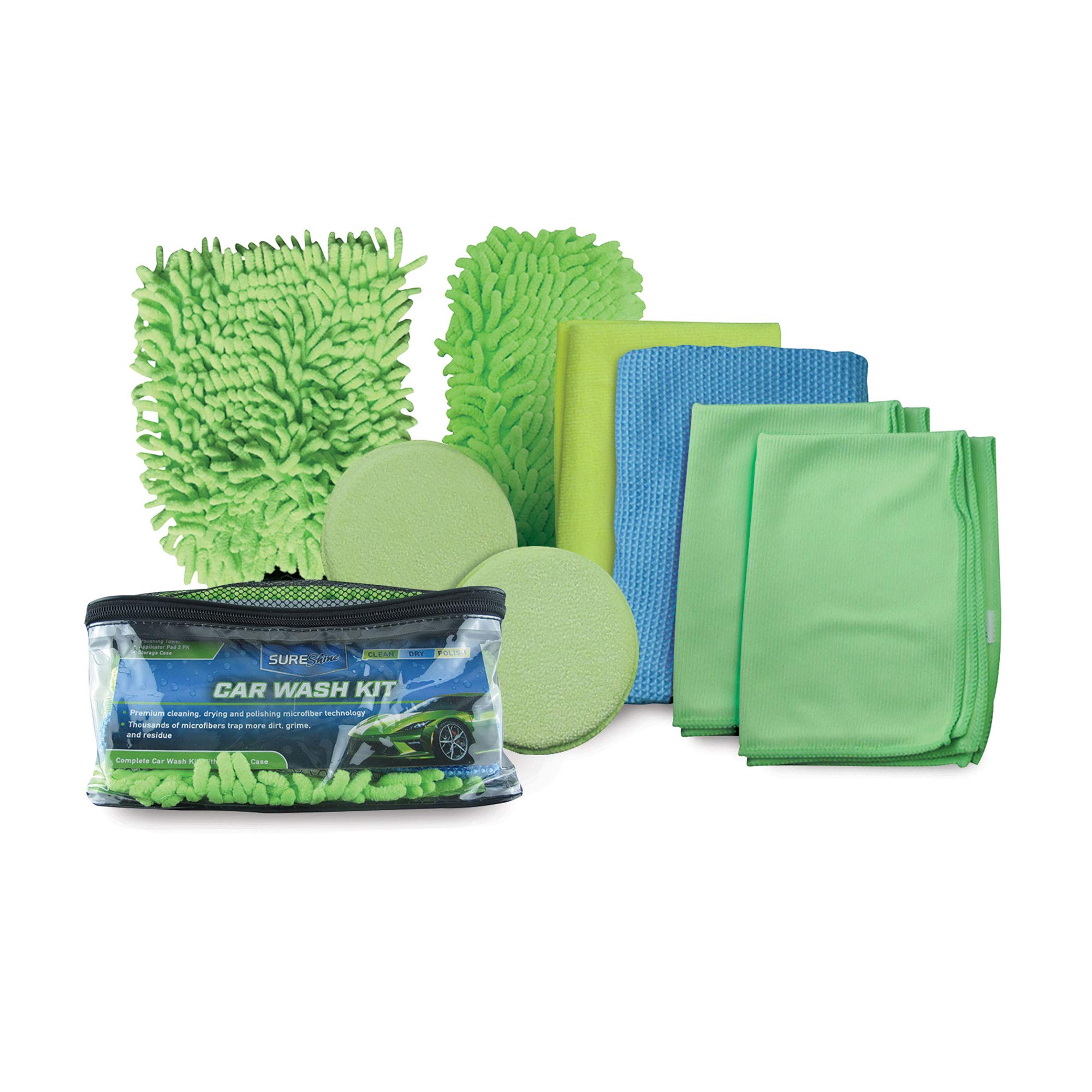 Simoniz Premium Car Wash Kit - Blue, Green, Yellow - Complete Auto Detailing Set for Shiny, Spotless Cars - Perfect for Home, Garage & Professional Use