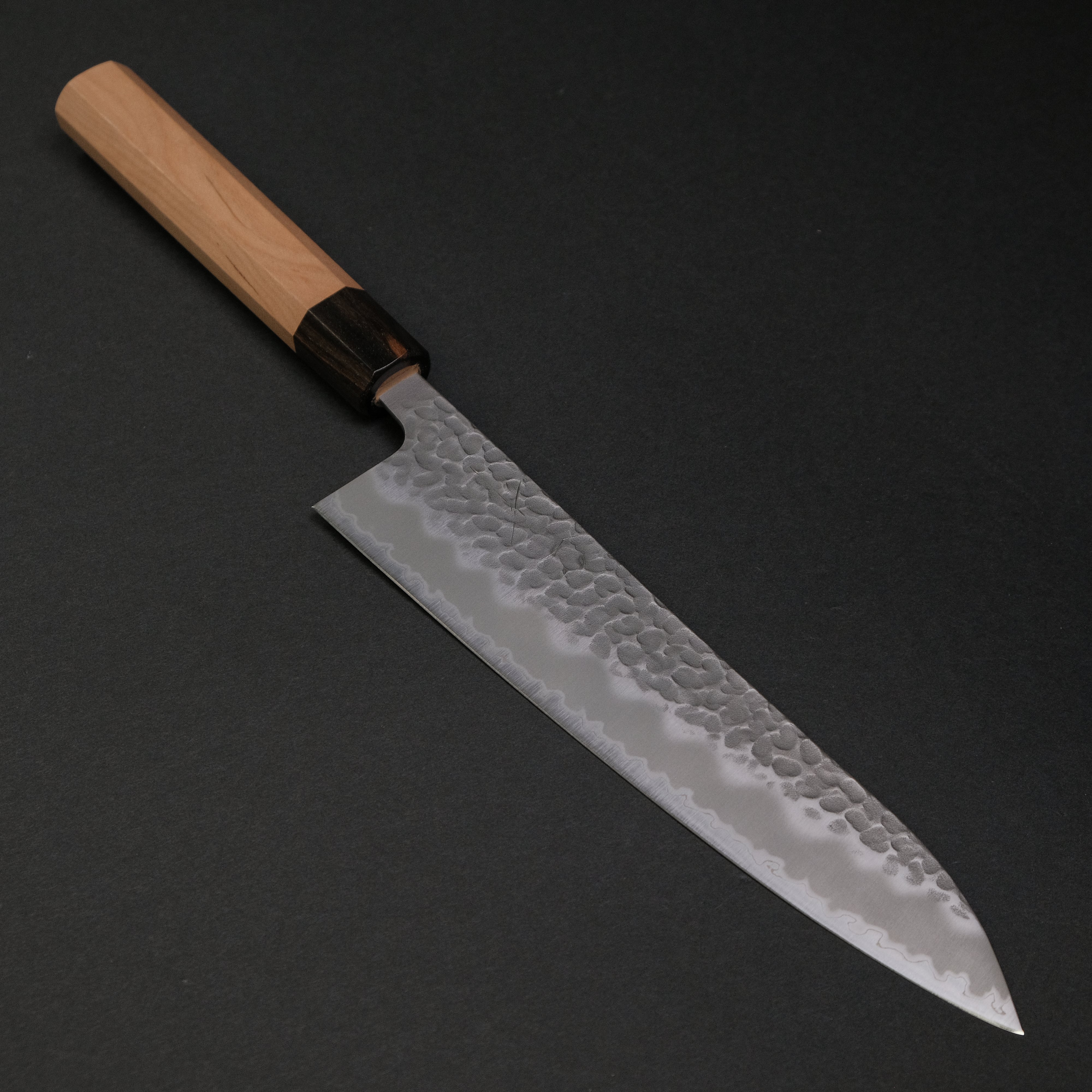 Hitohira Futana SB Migaki Tsuchime Gyuto 210mm Japanese Chef Knife with Cherry Wood Handle – Perfect for Sushi, Sashimi, and Precision Meat Cutting