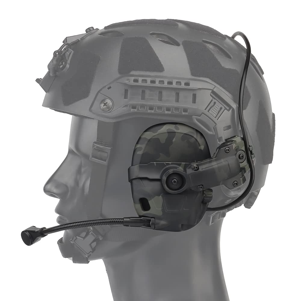 Tactical Headset for Hunting & Shooting - Noise Cancelling Headphones Compatible with OPS Core ARC & Wendy Helmets - 2-in-1 GEN 6 Head Mounted Earmuffs - Perfect for Outdoor Sports, Military Training & Range Shooting
