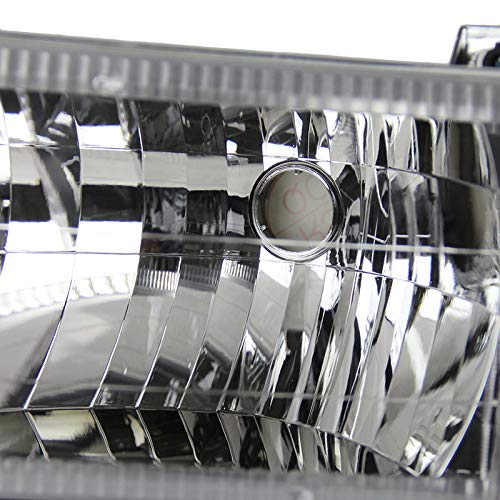 92-96 Ford F150 F250 F350 Bronco Chrome Clear Lens Headlights + Bumper + Corner Lamps - Upgrade Your Truck's Lighting for Night Driving & Off-Road Adventures
